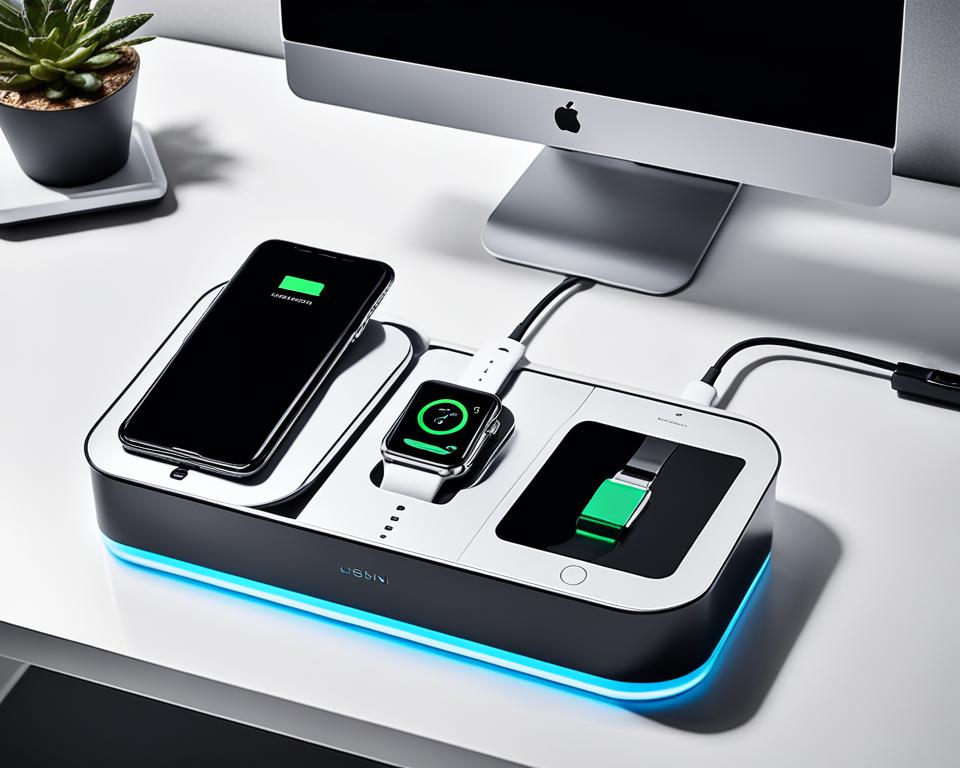 Sleek Phone and Watch Charging Station Solutions